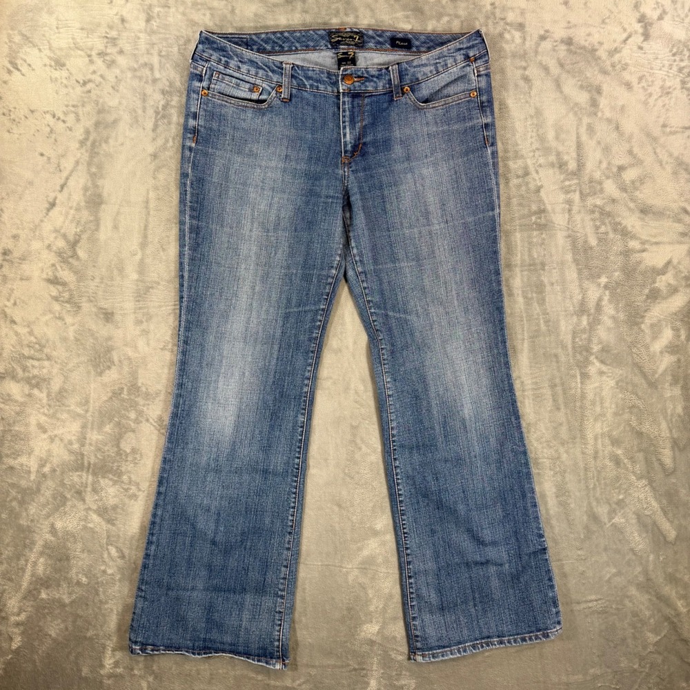Seven7 Flare Jeans Womens Size 32 Blue Med Wash Denim Pants